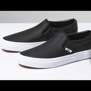 Women Slip on leather Vans size 10 like new condition